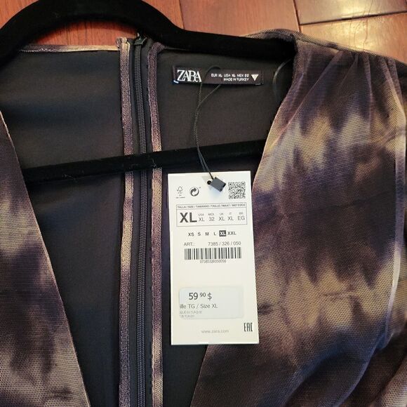 New Mini Zara Zip Back Lined Sexy V Neck Longsleeve Dress NWT - Picture 2 of 6